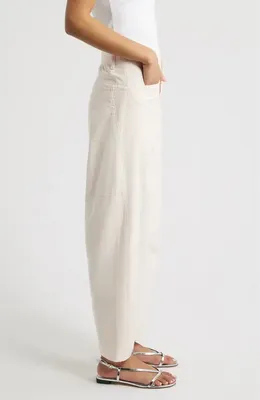 rag & bone rag & bone Stevie Tapered Stretch Cotton Utility Pants in Light Pink — Women Winter white Pants