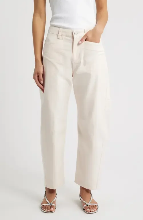 rag & bone rag & bone Stevie Tapered Stretch Cotton Utility Pants in Light Pink — Women Winter white Pants
