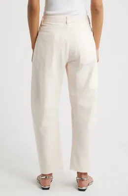 rag & bone rag & bone Stevie Tapered Stretch Cotton Utility Pants in Light Pink — Women Winter white Pants