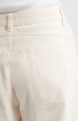 rag & bone rag & bone Stevie Tapered Stretch Cotton Utility Pants in Light Pink — Women Winter white Pants