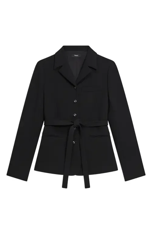 Theory Theory Tie Waist Jacket in Black — Women Winter black Outerwear