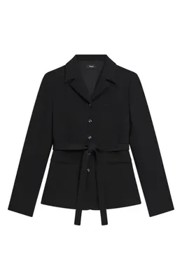 Theory Theory Tie Waist Jacket in Black — Women Winter black Outerwear