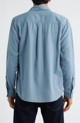 AG AG Wesley Linen & Cotton Button-Up Shirt in Shore Break — Men Summer silver Tops