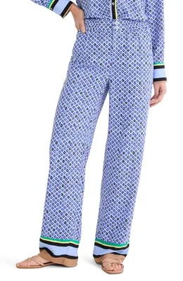 NIC+ZOE NIC+ZOE Lenox Mosaic Print Wide Leg Pants in Blue Multi — Women Summer silver Pants