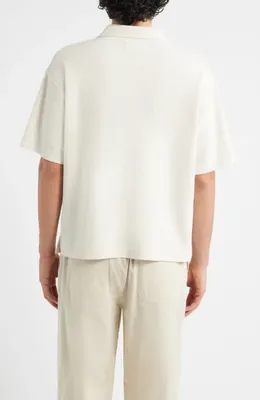 FRAME FRAME Textured Cotton Blend Polo in Light Stone — Men Spring white Tops