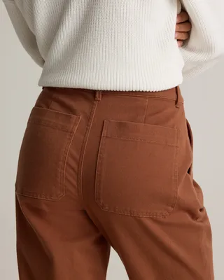 Quince Quince | Women's Organic Stretch Cotton Twill Straight Leg Cropped Pants in Rust — Women Autumn brown Trousers & Chinos