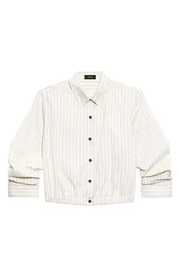 Theory Theory Stripe Fixed Sleeve Cotton Blend Button-Up Shirt in Sand Multi — Women Spring white Tops