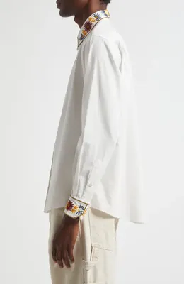 Bode Bode Candyfloss Cotton Button-Up Shirt in White Multi — Men Spring white Tops