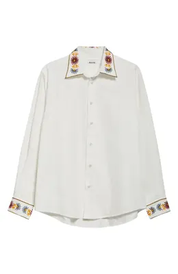 Bode Bode Candyfloss Cotton Button-Up Shirt in White Multi — Men Spring white Tops