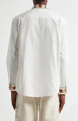 Bode Bode Candyfloss Cotton Button-Up Shirt in White Multi — Men Spring white Tops