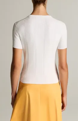 Vince Vince Short Sleeve Rib Knit Cardigan in Optic White — Women Winter white Tops