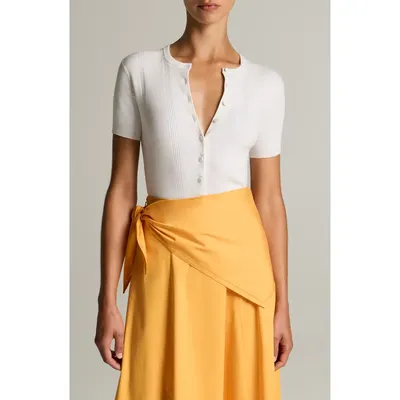 Vince Vince Short Sleeve Rib Knit Cardigan in Optic White — Women Winter white Sweaters & Knits