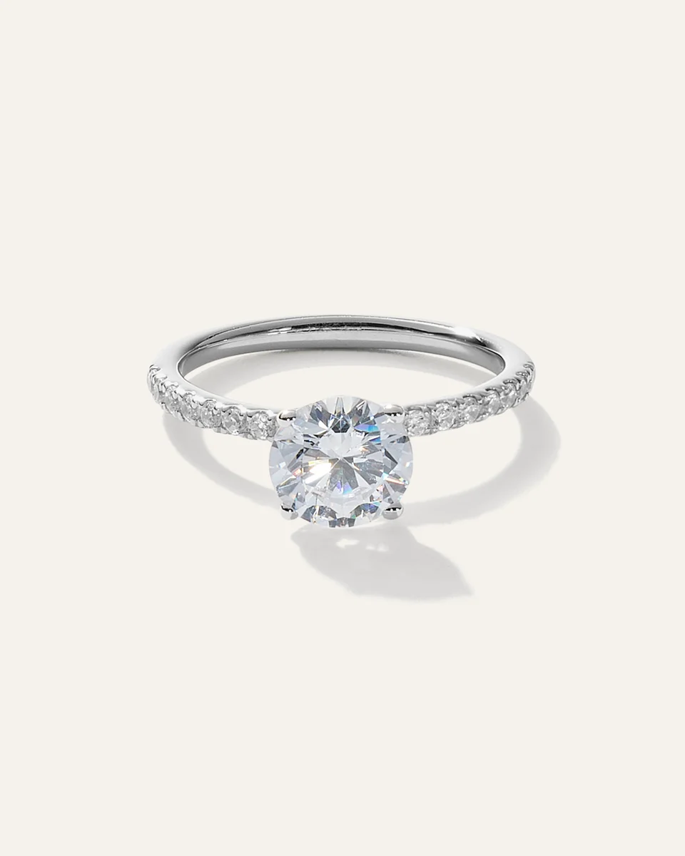 Quince Quince Women's Lab Grown Diamond Round Petite Pave Engagement Ring 1.50ct in White Gold — Women Summer white Accessories