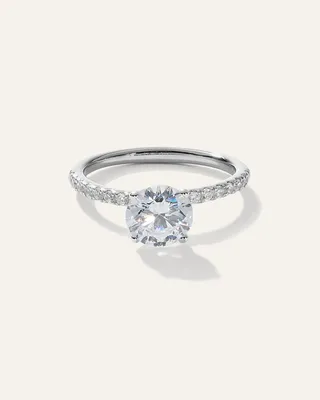 Quince Quince Women's Lab Grown Diamond Round Petite Pave Engagement Ring 1.50ct in White Gold — Women Summer white Accessories