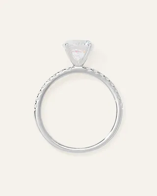 Quince Quince Women's Lab Grown Diamond Round Petite Pave Engagement Ring 1.50ct in White Gold — Women Summer white Accessories