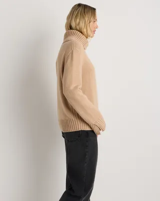 Quince Quince | Women's Luxe Baby Cashmere Quarter Zip Sweater in Creamy Cortado — Women Spring camel Sweaters & Knits