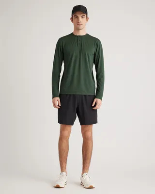 Quince Quince | Men's Flowknit Breeze Performance Long Sleeve Henley T-Shirt in Olive — Men Autumn green Athletic Tops