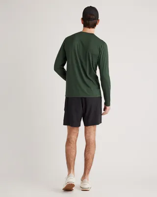 Quince Quince | Men's Flowknit Breeze Performance Long Sleeve Henley T-Shirt in Olive — Men Autumn green Athletic Tops