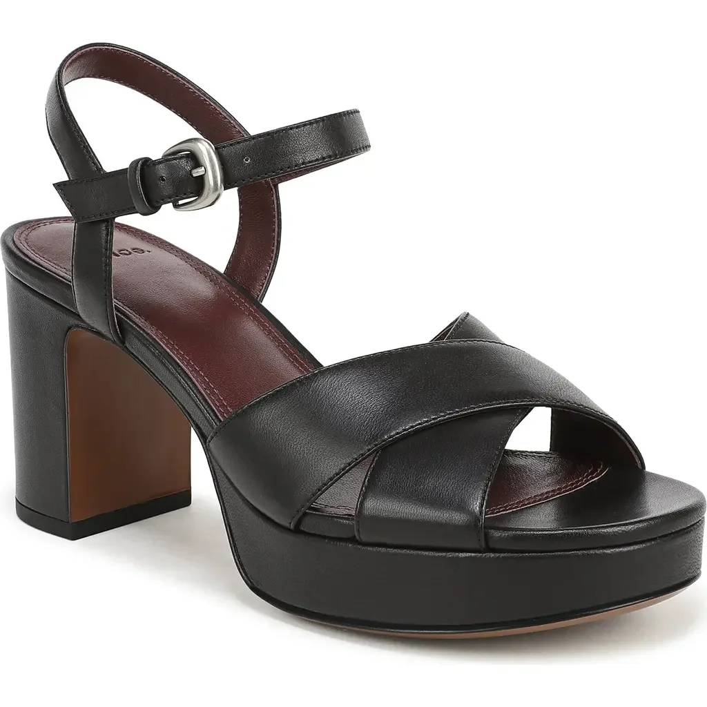Vince Vince Ericka Ankle Strap Platform Sandal in Black — Women Winter black Shoes