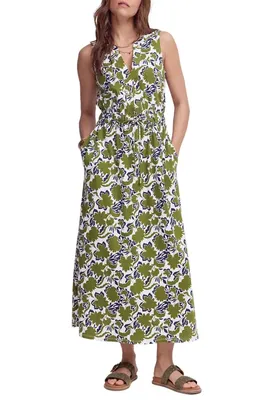 Boden Boden Delphine Print Sleeveless Jersey Midi Dress in Olive Shadow Blossom — Women Autumn green Dresses