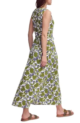 Boden Boden Delphine Print Sleeveless Jersey Midi Dress in Olive Shadow Blossom — Women Autumn green Dresses