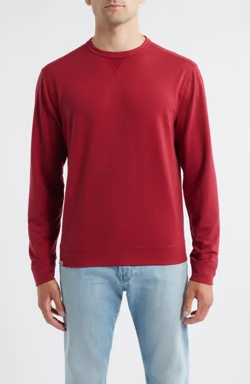 johnnie-O johnnie-O Willard Crewneck Sweatshirt in Malibu Red — Men Autumn red Tops