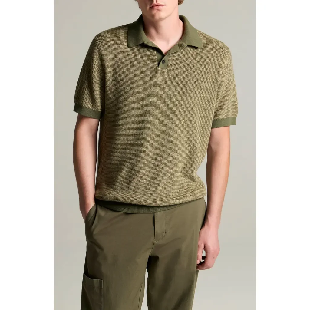 Vince Vince Cotton & Cashmere Polo in Coulter Green/Desert — Men Autumn khaki Tops