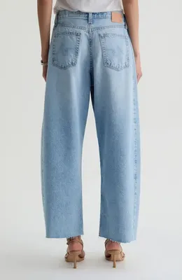 AG AG Hattie Raw Hem High Waist Crop Barrel Jeans in Gesture — Women Summer silver Pants