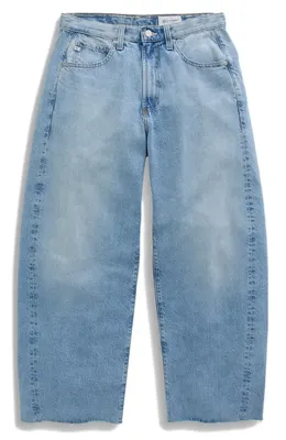 AG AG Hattie Raw Hem High Waist Crop Barrel Jeans in Gesture — Women Summer silver Pants