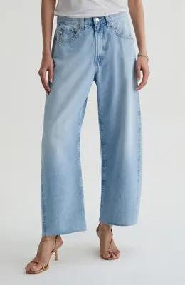 AG AG Hattie Raw Hem High Waist Crop Barrel Jeans in Gesture — Women Summer silver Pants