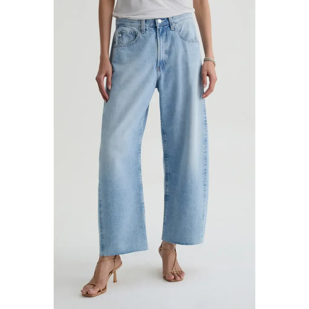 AG AG Hattie Raw Hem High Waist Crop Barrel Jeans in Gesture — Women Summer silver Pants