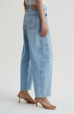 AG AG Hattie Raw Hem High Waist Crop Barrel Jeans in Gesture — Women Summer silver Pants