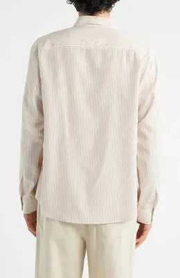 FRAME FRAME Stripe Relaxed Fit Button-Up Shirt in Brown Stripe — Men Spring white Tops