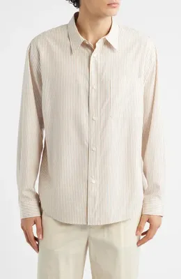 FRAME FRAME Stripe Relaxed Fit Button-Up Shirt in Brown Stripe — Men Spring white Tops
