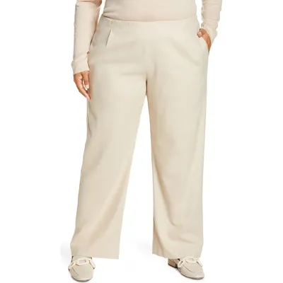 Vince Vince Flannel Pull-On Wide Leg Pants in Light Oat — Women Autumn ivory Pants
