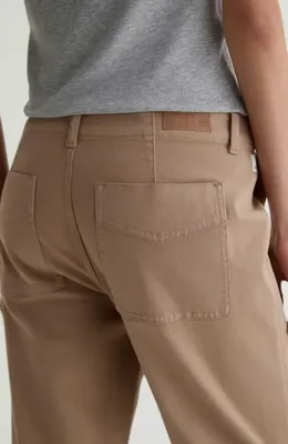 AG AG Analeigh High Waist Ankle Straight Leg Twill Pants in Sulfur Light Taupe — Women Autumn tan Pants