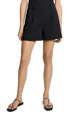 Theory Theory Fluid Linen Blend Shorts in Black — Women Winter black Shorts