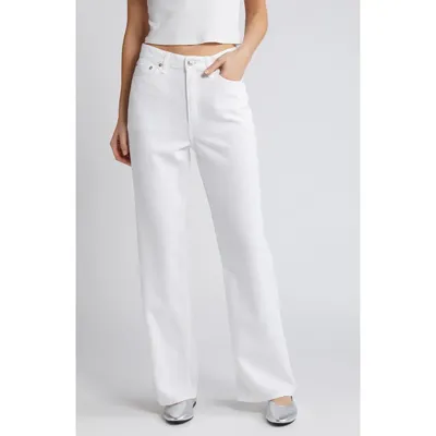rag & bone rag & bone Featherweight Logan Mid Rise Wide Leg Jeans in Optic Whit — Women Winter white Jeans & Denim