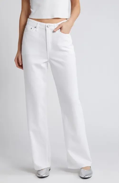 rag & bone rag & bone Featherweight Logan Mid Rise Wide Leg Jeans in Optic Whit — Women Winter white Jeans & Denim