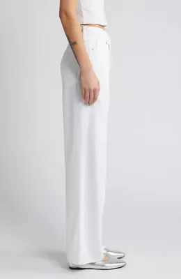 rag & bone rag & bone Featherweight Logan Mid Rise Wide Leg Jeans in Optic Whit — Women Winter white Jeans & Denim