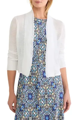 NIC+ZOE NIC+ZOE Ruffle Featherweight Linen Blend Cardigan in Paper White — Women Summer white Tops