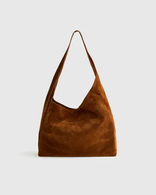 Quince Quince | Women's Italian Suede Slouchy Shoulder Bag in Whiskey — Women Autumn brown Hand Bags