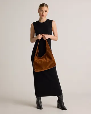 Quince Quince | Women's Italian Suede Slouchy Shoulder Bag in Whiskey — Women Autumn brown Hand Bags
