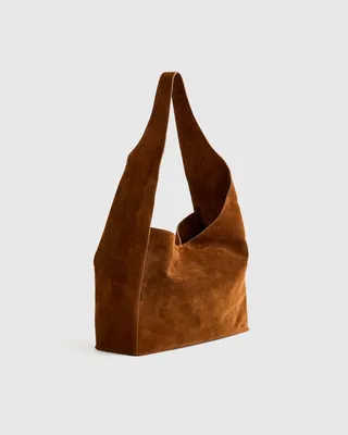 Quince Quince | Women's Italian Suede Slouchy Shoulder Bag in Whiskey — Women Autumn brown Hand Bags
