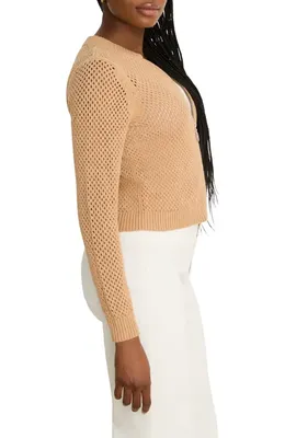 NIC+ZOE NIC+ZOE Zip Front Knit Cardigan in Caramel — Women Autumn camel Tops