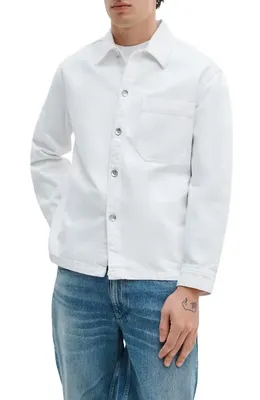 rag & bone rag & bone Astor Cotton Overshirt in White Rinse — Men Winter white Button-Down Shirts