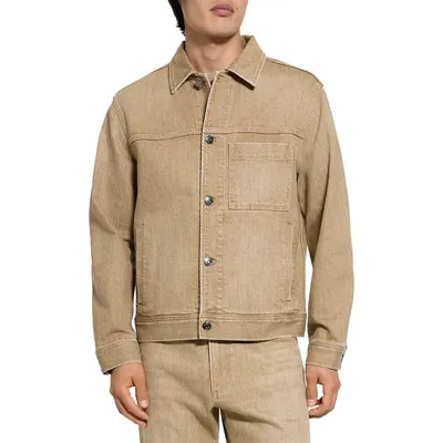 Theory Theory Tinted Denim Trucker Jacket in Washed Brown — Men Autumn tan Outerwear
