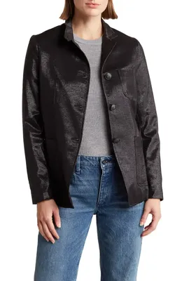rag & bone rag & bone Sid Metallic Wool Blend Jacket in Black — Women Winter black Outerwear