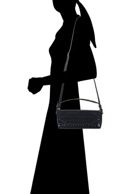 Vince Vince Mini Sabrina Croc Embossed Leather Top Handle Bag in Black — Women Winter black Accessories