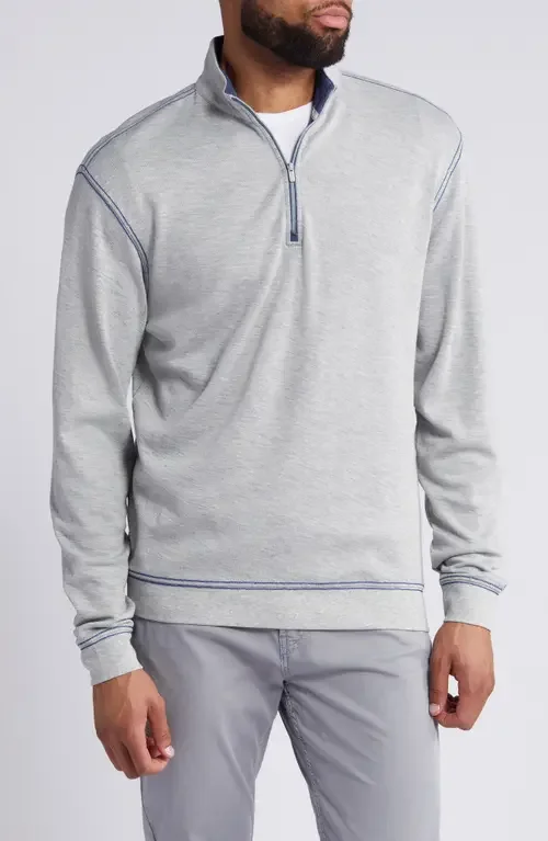 johnnie-O johnnie-O Hanks Heathered Quarter Zip Pullover in Light Gray — Men Summer silver Tops